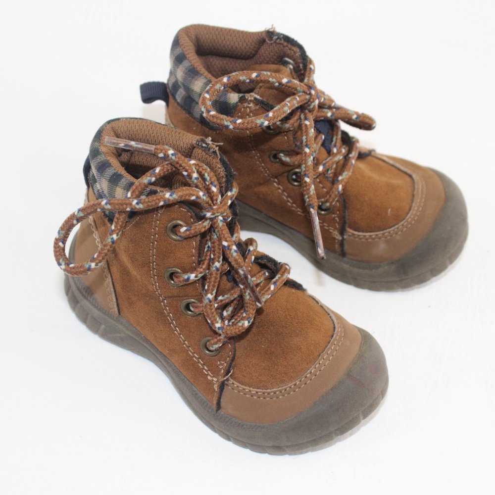 Osh Kosh B'gosh Benito Size 6 Baby Toddler Brown Leather Lace Up Boots #128 - Picture 6 of 11